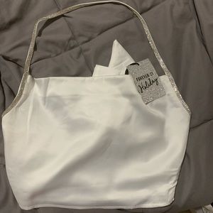 Xs white halter shine strap top